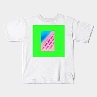 Colorful Pink Key Board with blue background and a green frame. Kids T-Shirt